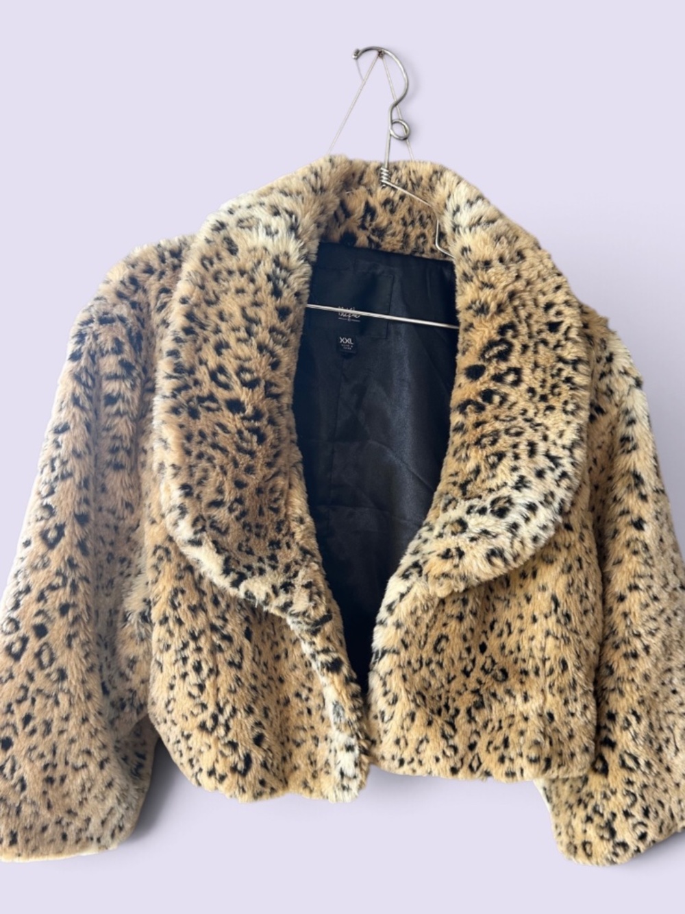 Mossimo Vintage Leopard Print Faux Fur Cropped Coat Jacket XXL
